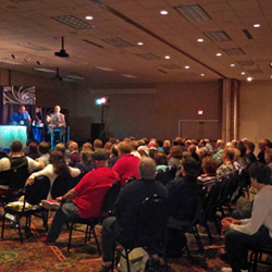 Walter speaks at a magic convention